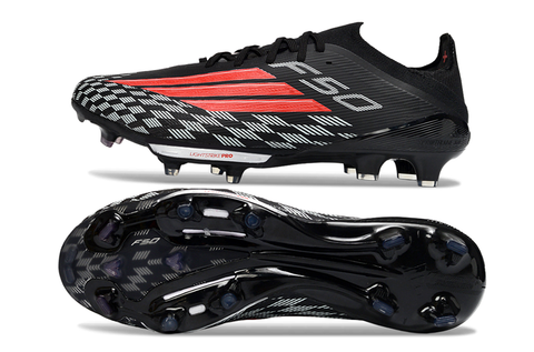 Adidas F50+ Elite FG football boot from the side with its features highlighted