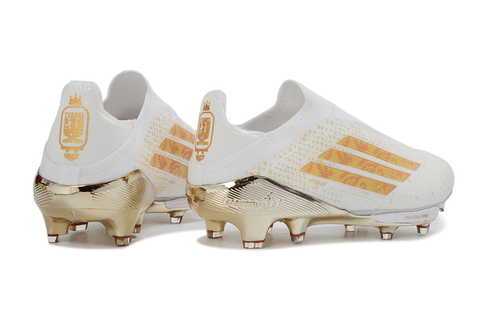Adidas F50+ Elite FG Laceless Soccer Cleats with player foot